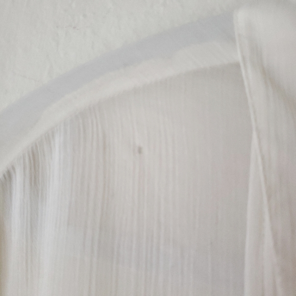 Vintage Gauzy Sheer Cream Blouse 90's Button Down - Picture 11 of 12